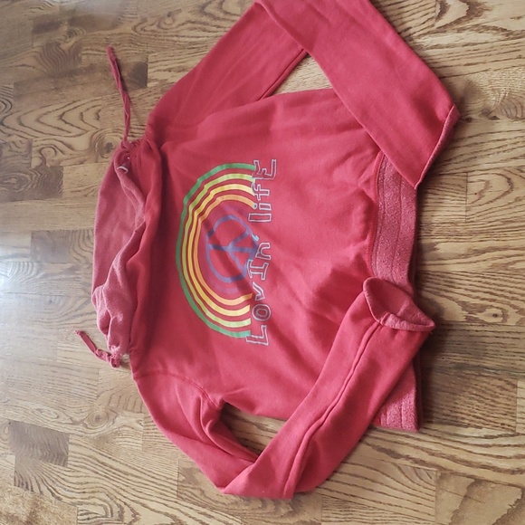 (M) Derek Heart Hippie Lovin' Life Rainbow Graphic Hoodie Retro Y2K Streetwear - Picture 9 of 9